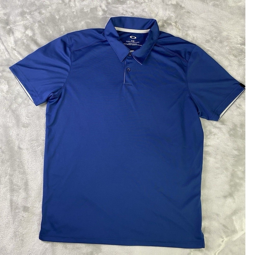 Oakley Polo Shirt Mens Medium Blue Tailored Fit Short Sleeve Golf Performance